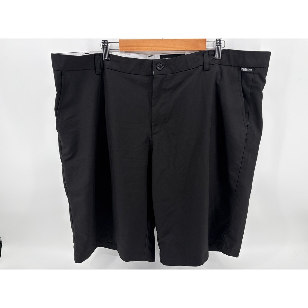 Tattoo Golf Shorts, Black Performance Chino, Skull Logo, Polyester, Men 44